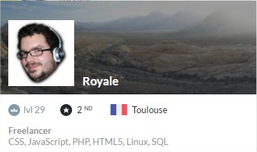 Royale's profile card