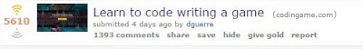 Learn to code writing a game post on reddit