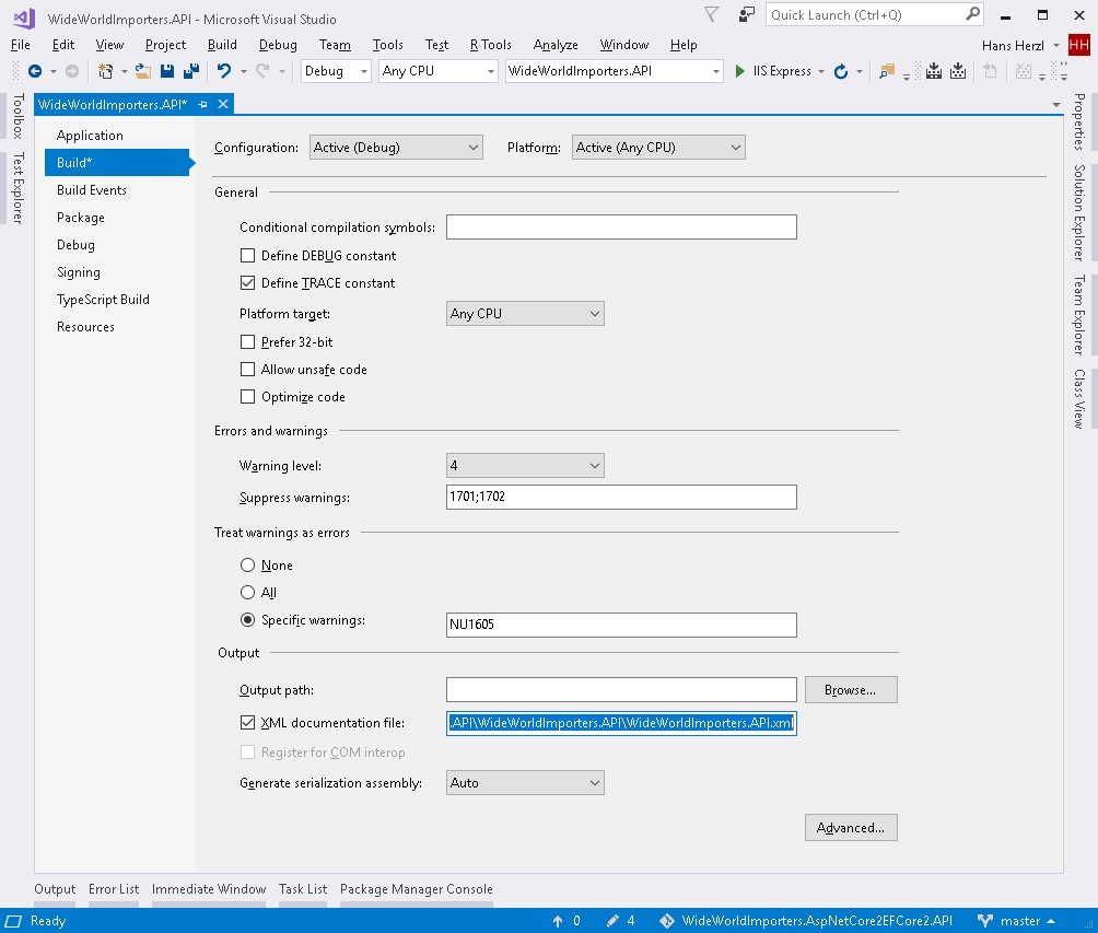 Enable Xml Documentation File