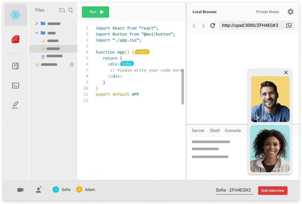 CoderPad Interview utilise un IDE en ligne basé sur le cloud pour simuler des défis de codage dans le monde réel.